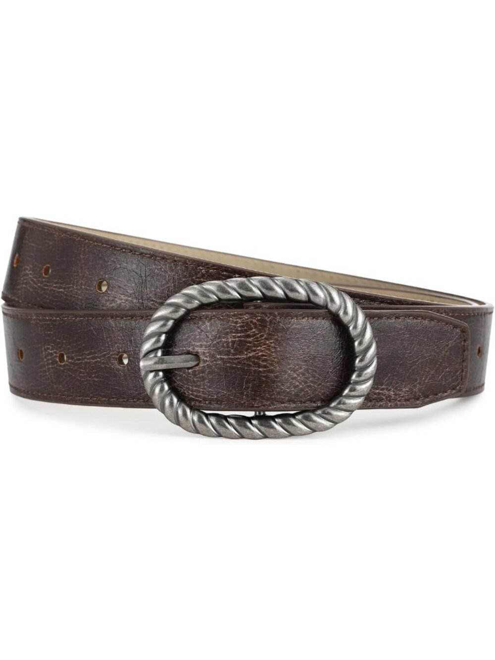 Vintage Brown Leather Belt with Silver Buckle - Perfect for Jeans & Dresses
